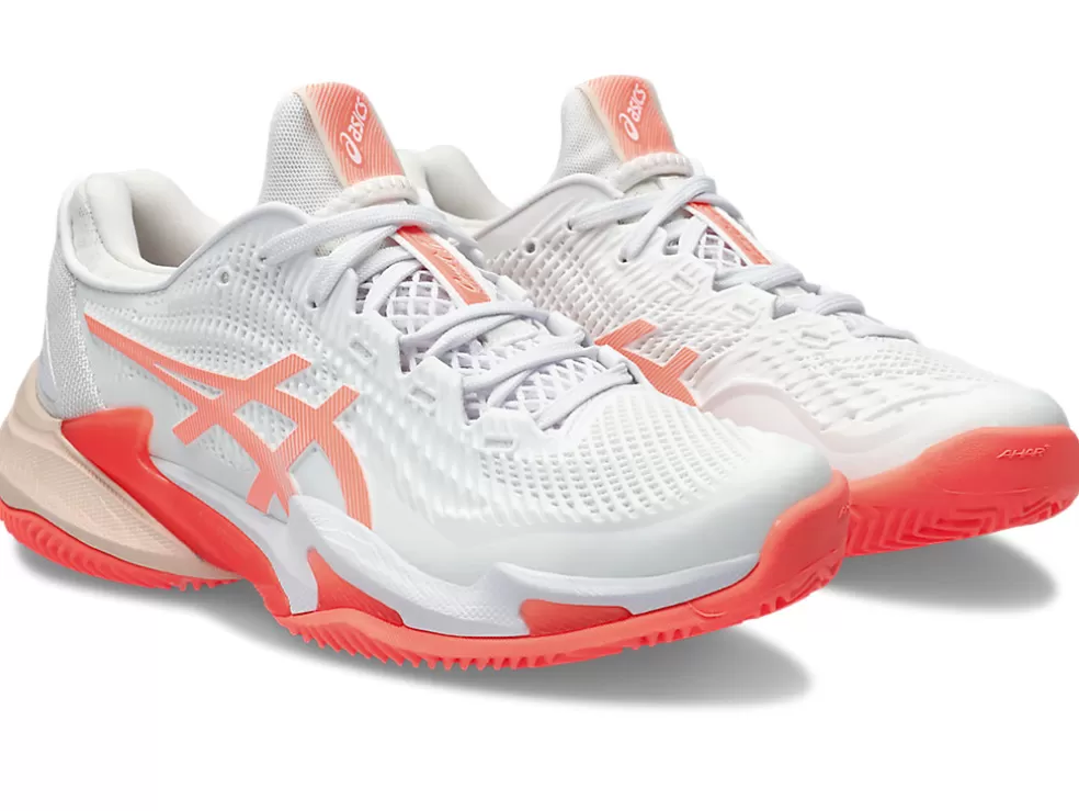 COURT FF™ | Tennisschoenen>ASICS COURT FF 3 CLAY White/Sun Coral