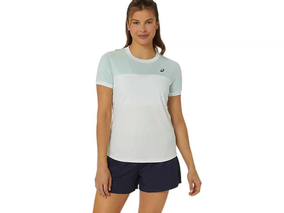 Kleding | Shirts met korte mouwen>ASICS COURT SS TOP Pale Mint/Pale Blue