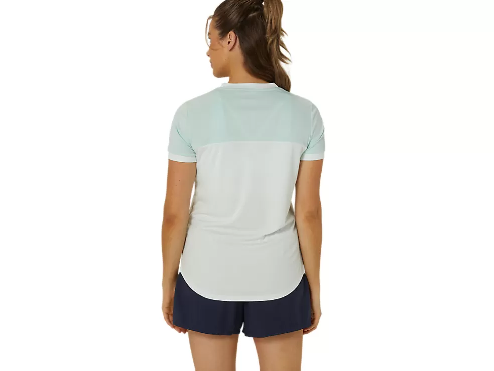 Kleding | Shirts met korte mouwen>ASICS COURT SS TOP Pale Mint/Pale Blue