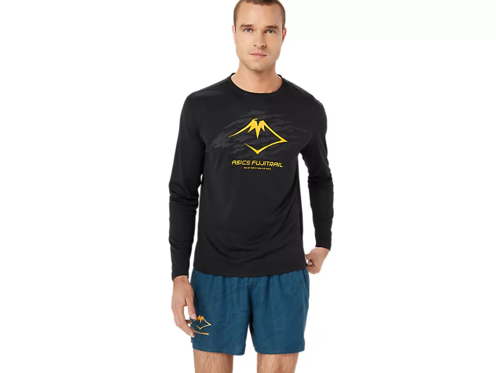 Kleding | Trail running>ASICS FUJITRAIL LOGO LS TOP Performance Black/Carbon/ Fellow Yellow