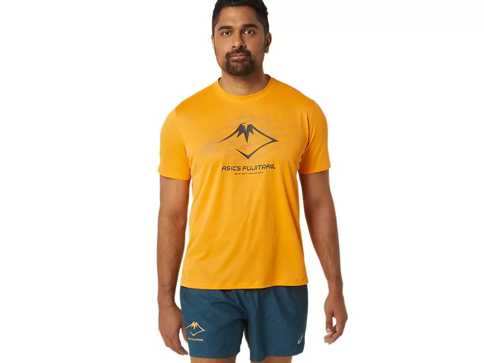 Kleding | Trail running>ASICS FUJITRAIL LOGO SS TOP Fellow Yellow/Lichen Green/Graphite Grey