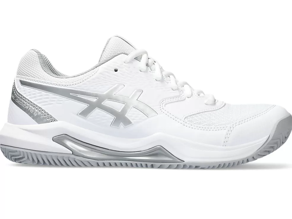 Tennisschoenen | Tennis>ASICS GEL-DEDICATE 8 CLAY White/Pure Silver