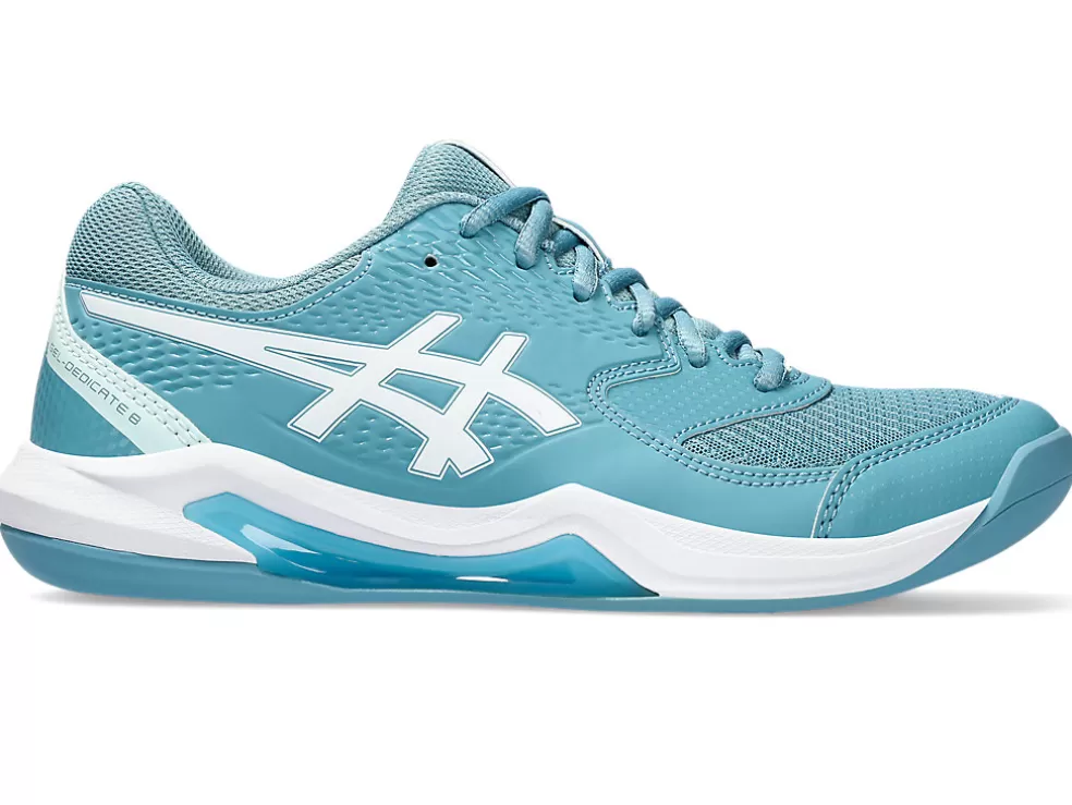 Tennisschoenen | Tennis>ASICS GEL-DEDICATE 8 INDOOR Gris Blue/White