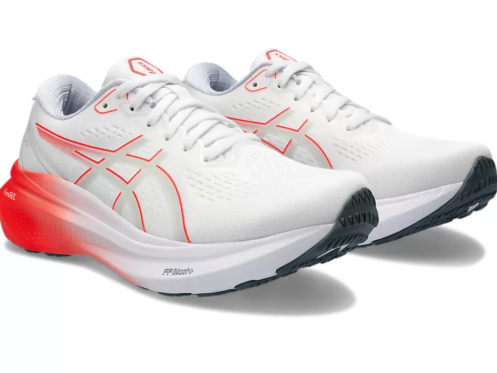 GEL-KAYANO™ | Hardloopschoenen>ASICS GEL-KAYANO 30 White/Sunrise Red