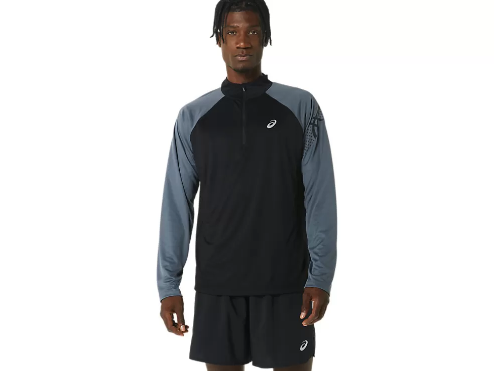 Kleding | Jassen en vesten>ASICS ICON LS 1/2 ZIP Performance Black/Carrier Grey