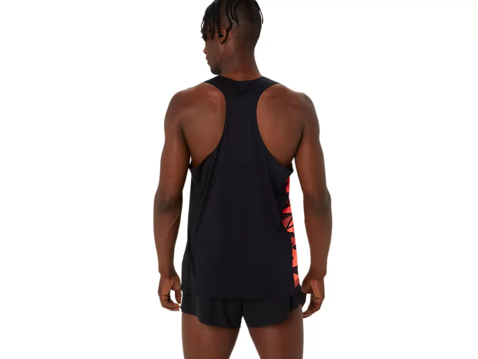 Atletiek | Shirts met korte mouwen>ASICS MEN LIGHT GRAPHIC SINGLET Performance Black/Sunrise Red