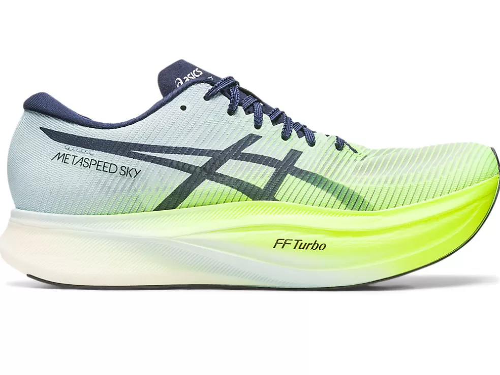 Run faster | METASPEED™>ASICS METASPEED SKY+ Hazard Green/Sky