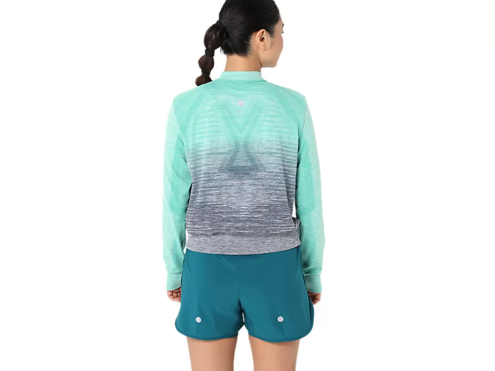 Kleding | Hardlopen>ASICS NAGINO RUN SEAMLESS JACKET Aurora Green/Blue Expanse