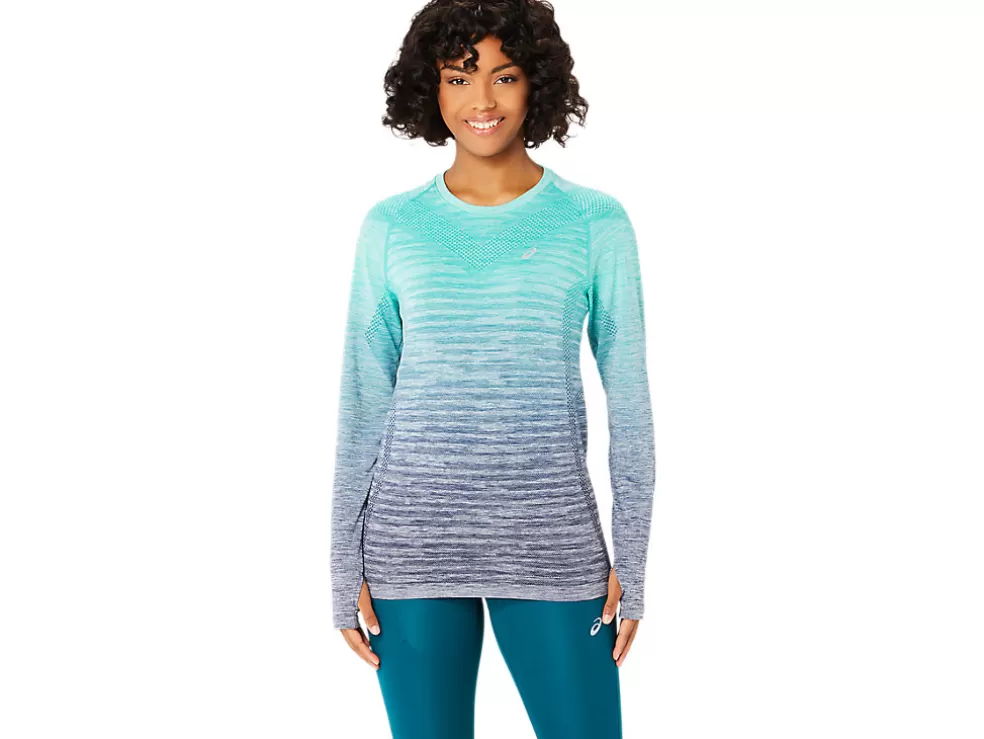 Kleding | Hardlopen>ASICS SEAMLESS LS TOP Aurora Green/Blue Expanse